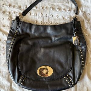 Coach Stud Circle Hobo Shoulder Bag